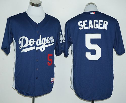 Dodgers #5 Corey Seager Navy Blue Cooperstown Stitched MLB Jersey - Click Image to Close